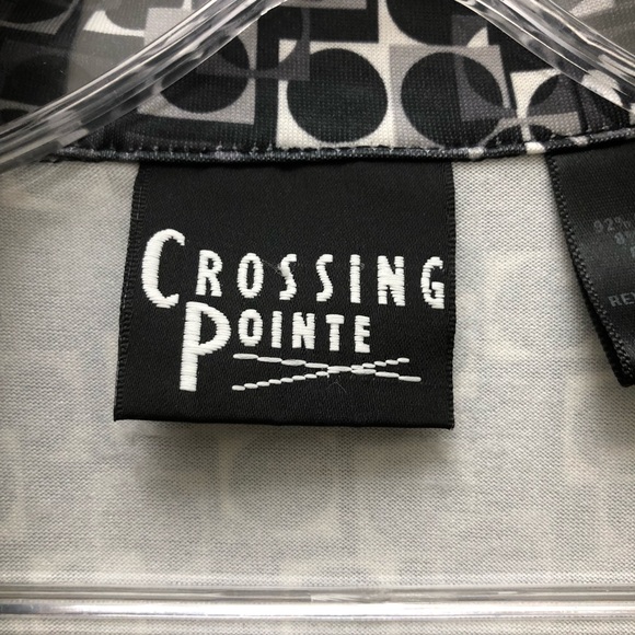 Crossing Pointe W Size 12MS Black/White/Gray Geometric Long Sleeve Wrap Dress - Picture 13 of 13